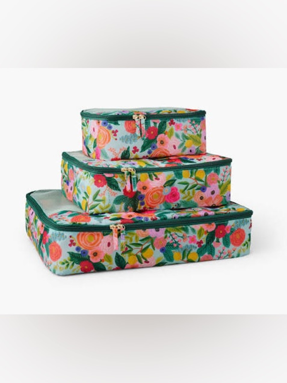 NWOT Rifle Paper Co. Garden Party Floral Mesh Packing Cubes + Laundry Bag